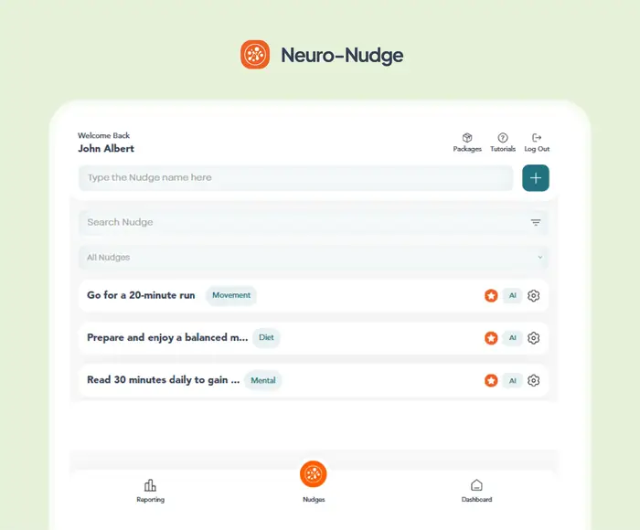 NeuroNudge screens