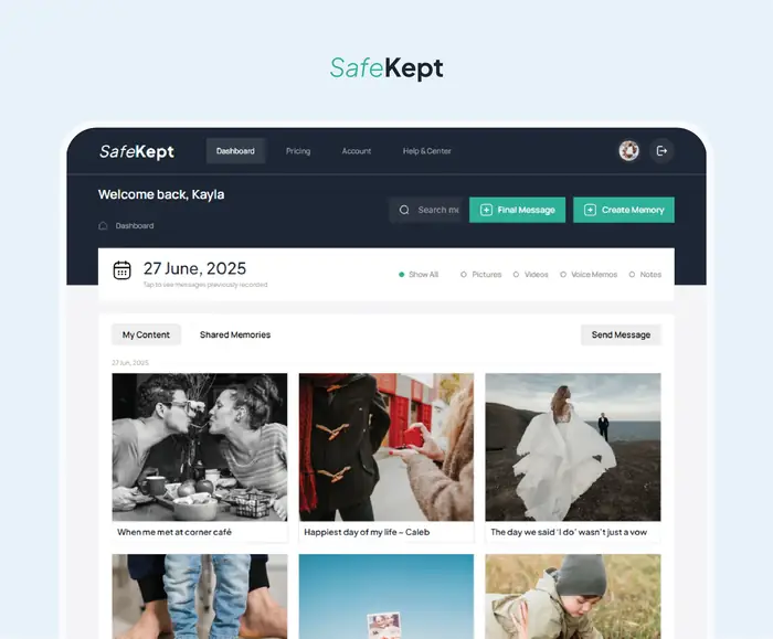 SafeKept screens